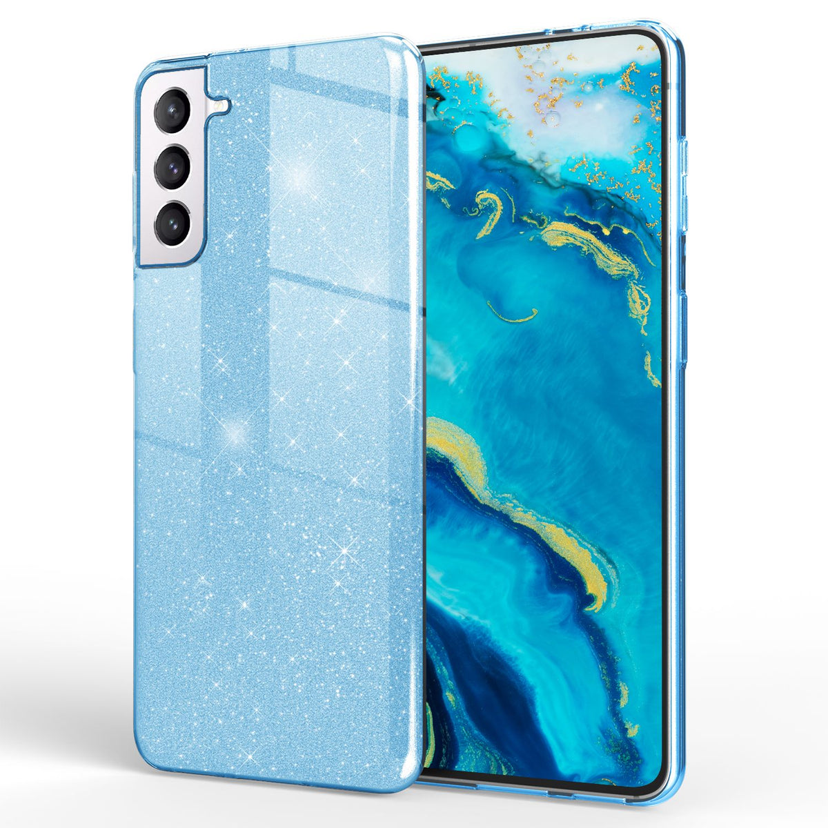 NALIA Glitzerhülle für Samsung Galaxy S22 – Funkelnder Glitzer-Look & Grip – SHINEPOP (Silikon Case) – Marke aus Berlin