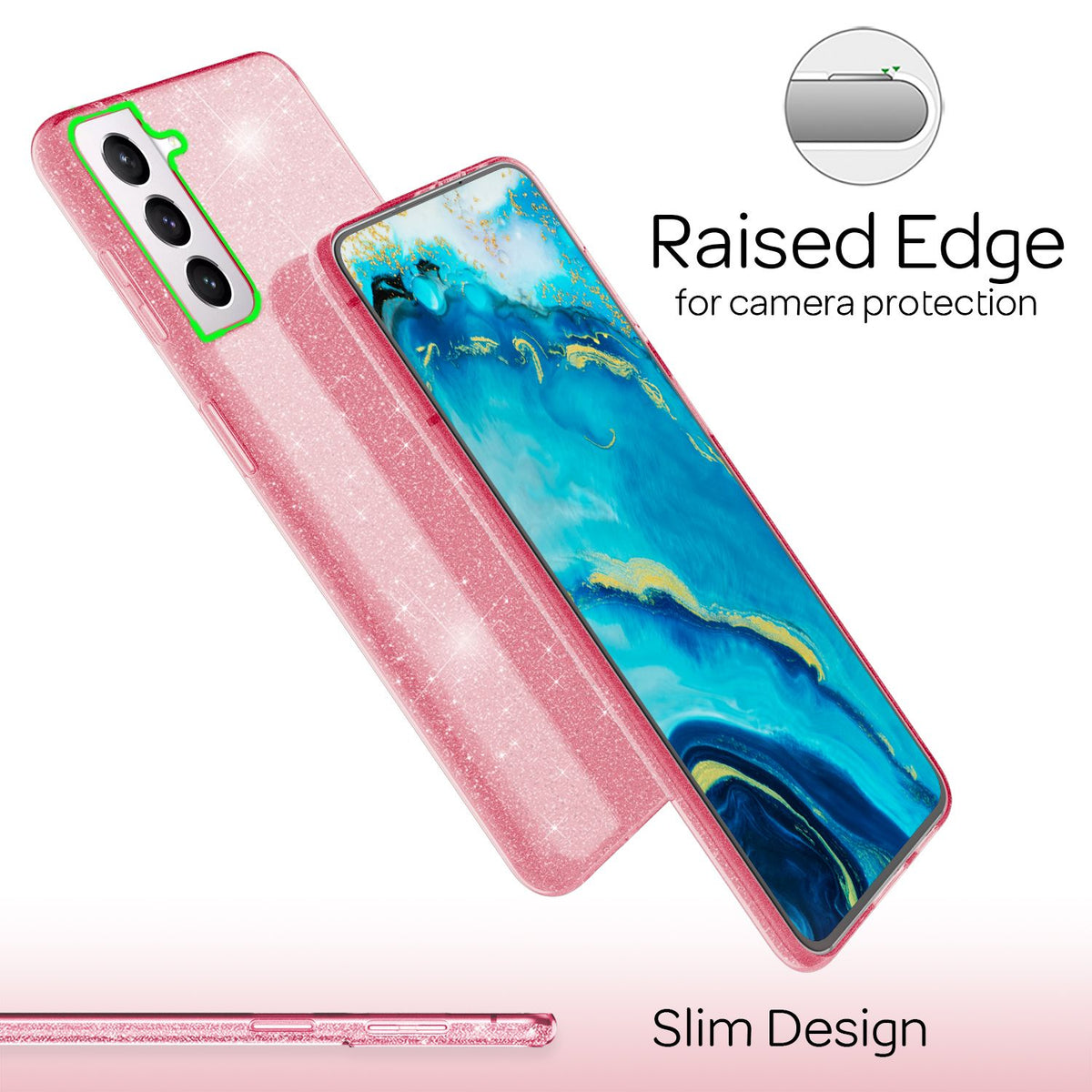 NALIA Glitzerhülle für Samsung Galaxy S22 – Funkelnder Glitzer-Look & Grip – SHINEPOP (Silikon Case) – Marke aus Berlin