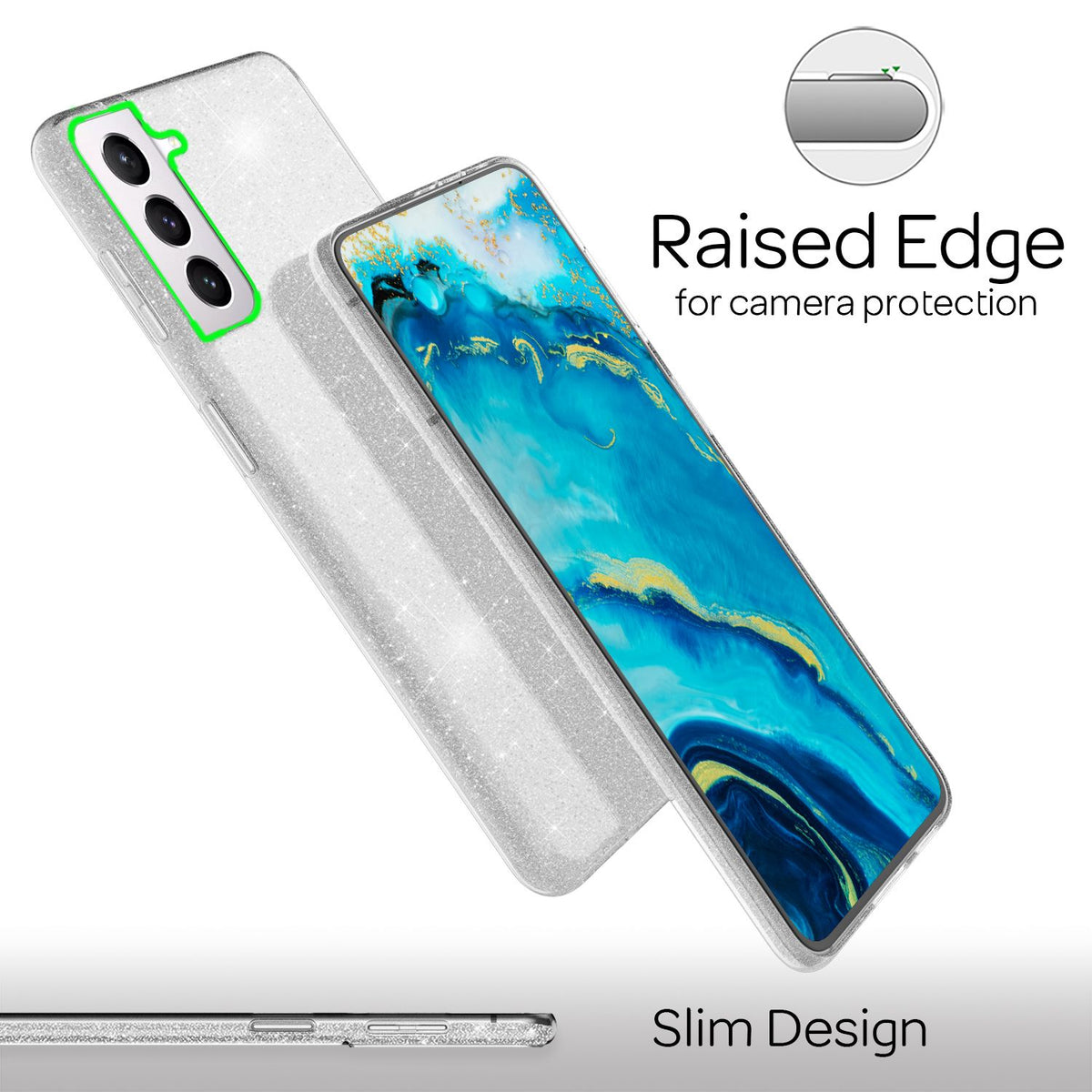 NALIA Glitzerhülle für Samsung Galaxy S22 – Funkelnder Glitzer-Look & Grip – SHINEPOP (Silikon Case) – Marke aus Berlin