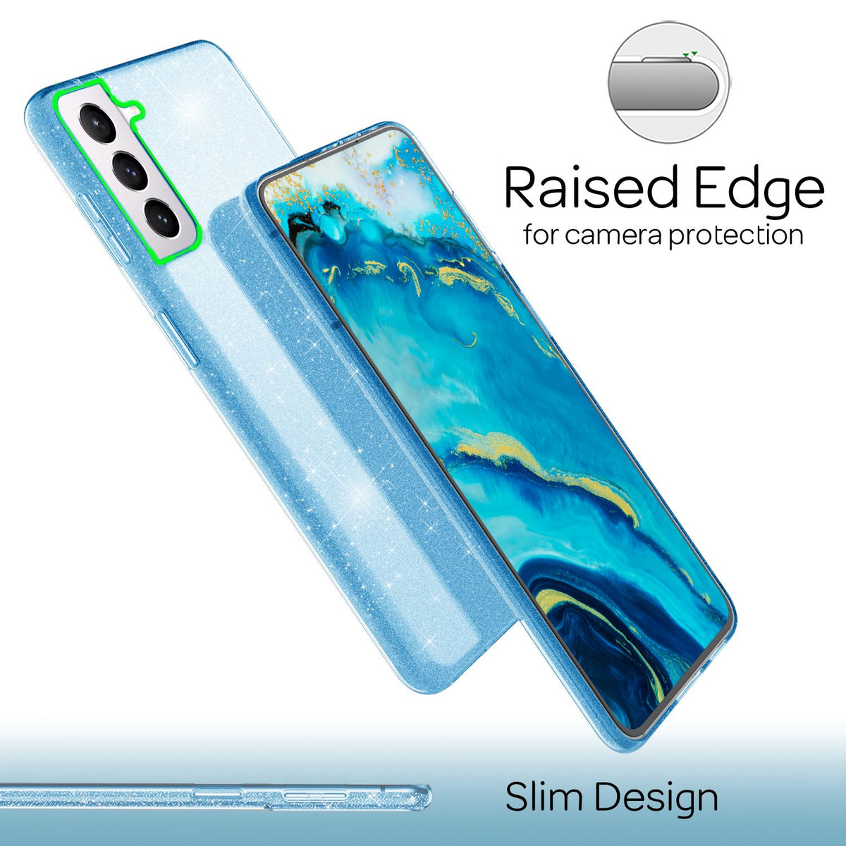 NALIA Glitzerhülle für Samsung Galaxy S22 – Funkelnder Glitzer-Look & Grip – SHINEPOP (Silikon Case) – Marke aus Berlin