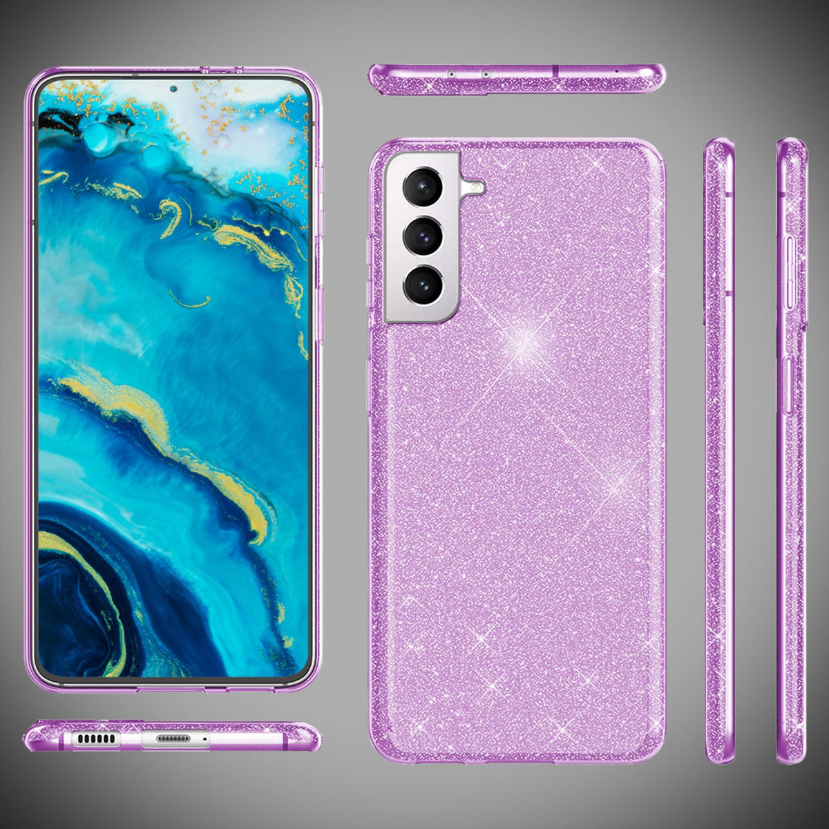 NALIA Glitzerhülle für Samsung Galaxy S22 – Funkelnder Glitzer-Look & Grip – SHINEPOP (Silikon Case) – Marke aus Berlin