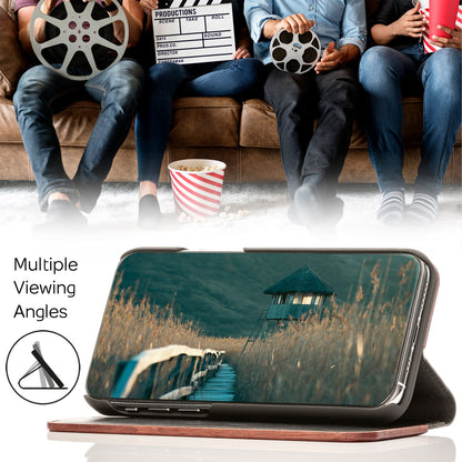 NALIA Echt-Holz Flipcase kompatibel mit iPhone 13 Mini Hülle, FSC zert. Natur Holzhülle mit Standfunktion & Kartenfach, Premium Wood Case Wallet Rundum-Schutz Handyhülle Klapphülle Bookcase - Walnuss