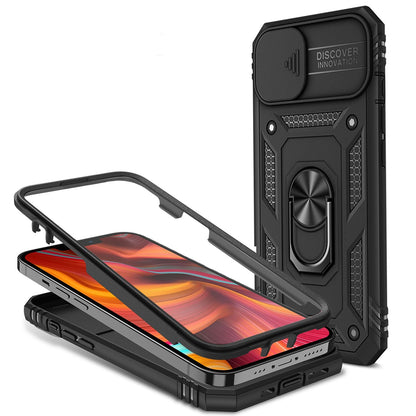 NALIA Military-Style Ringhülle kompatibel mit iPhone 13 Mini Hülle, Extrem Schützend mit Display-Rahmen & Kamera-Abdeckung, 360° Ring für Standfunktion & KFZ-Halterung, Hardcase Cover