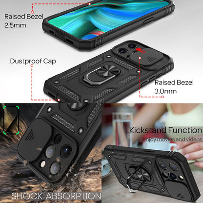 NALIA Military-Style Ringhülle kompatibel mit iPhone 13 Pro Hülle, Extrem Schützend mit Display-Rahmen & Kamera-Abdeckung, 360° Ring für Standfunktion & KFZ-Halterung, Hardcase Robust