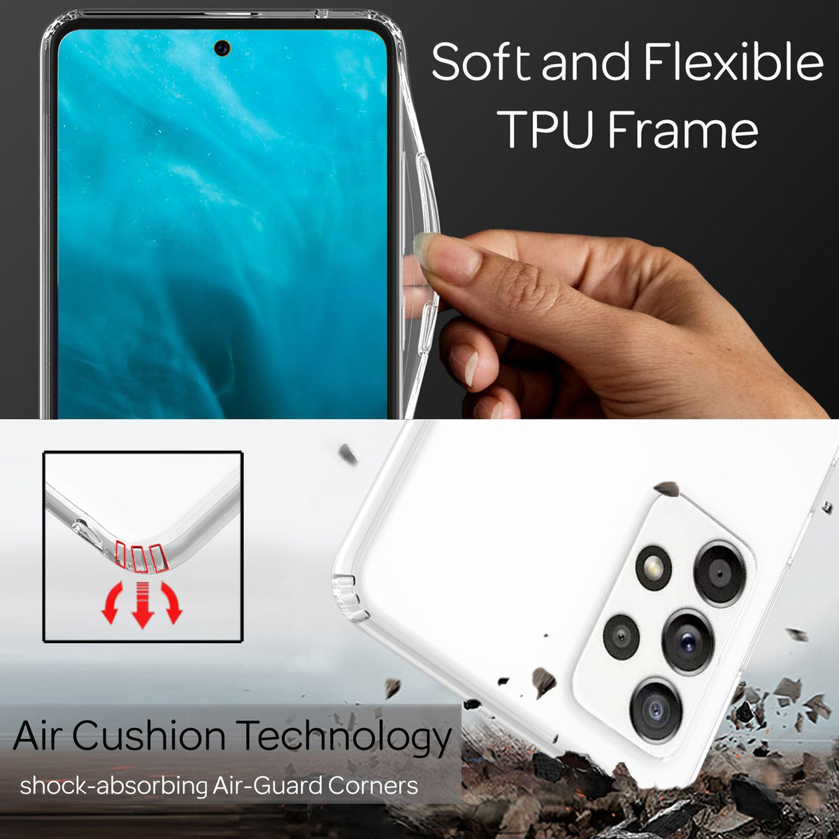 NALIA Transparente Hülle für Samsung Galaxy A33 – Harte Rückseite & Silikon Rand – IGNITE (Stoßfeste Handyhülle & Verstärkte Ecken) – Marke aus Berlin