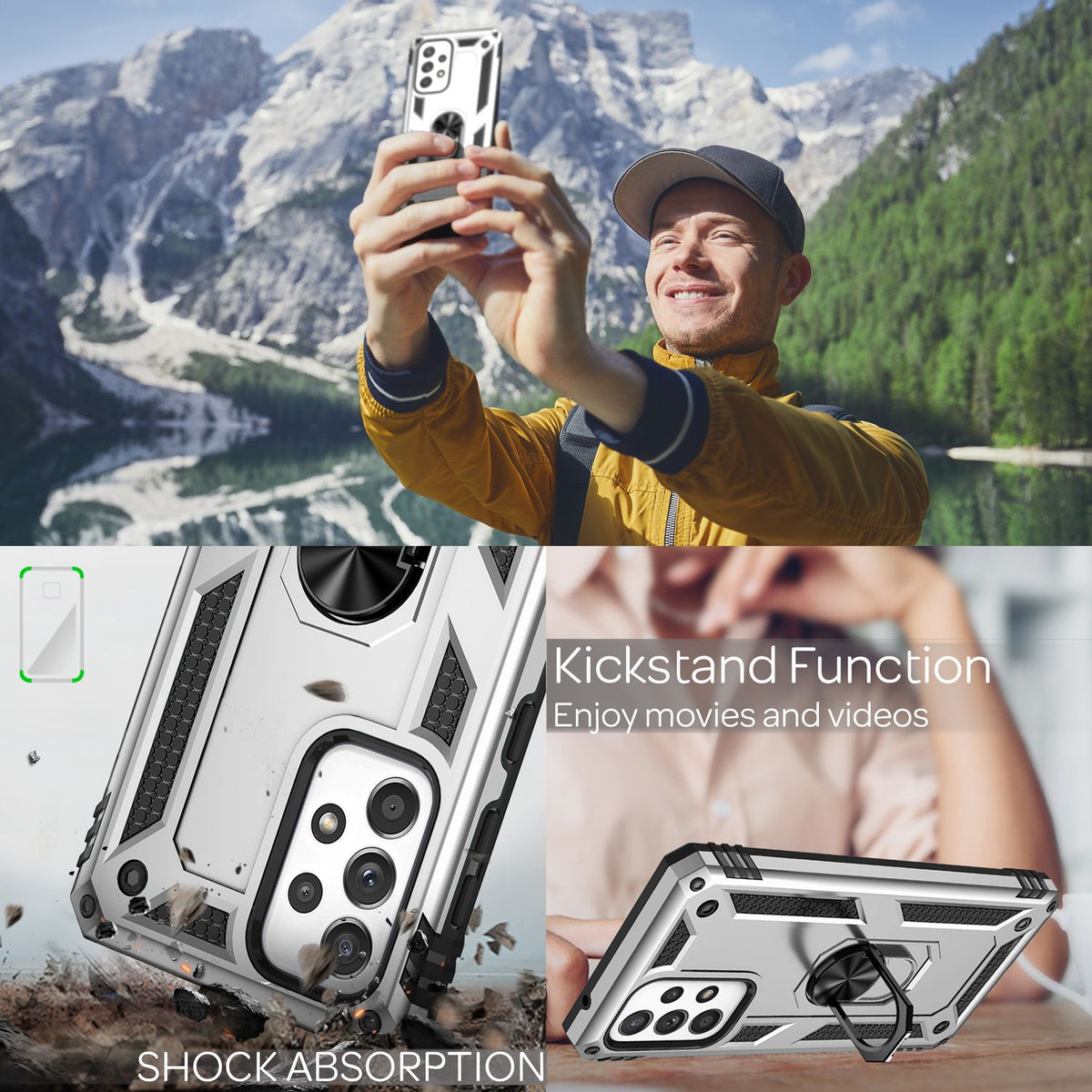 NALIA Panzerhülle für Samsung Galaxy A33 – Ring-Ständer 360° & Magnet-Halterung Kompatibel – RINGDEFEND (Stoßfestes Outdoor Case) – Marke aus Berlin