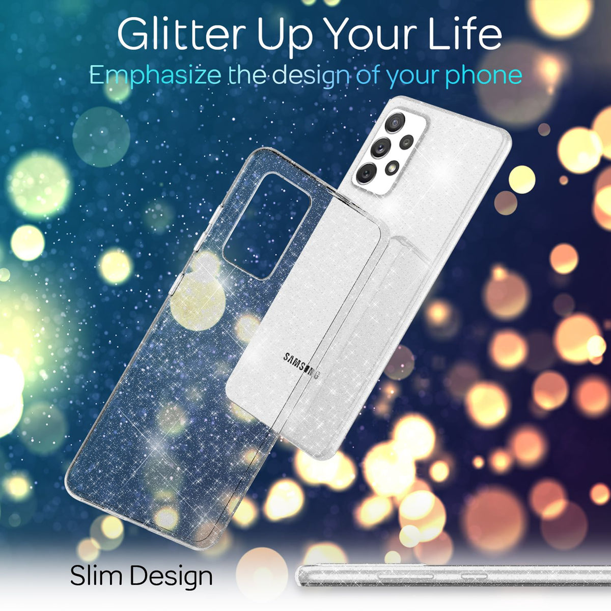 NALIA Glitzerhülle für Samsung Galaxy A53 – Funkelndes Silikon Case – DAZZLIN (Transparent & Stoßfest) – Marke aus Berlin