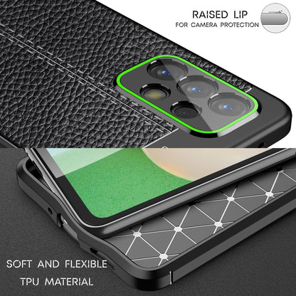 NALIA Leder Look Case kompatibel mit Samsung Galaxy A53 Hülle, Schwarze Silikonhülle Anti-Fingerabdruck Rutschfest Kratzfest Stoßfest