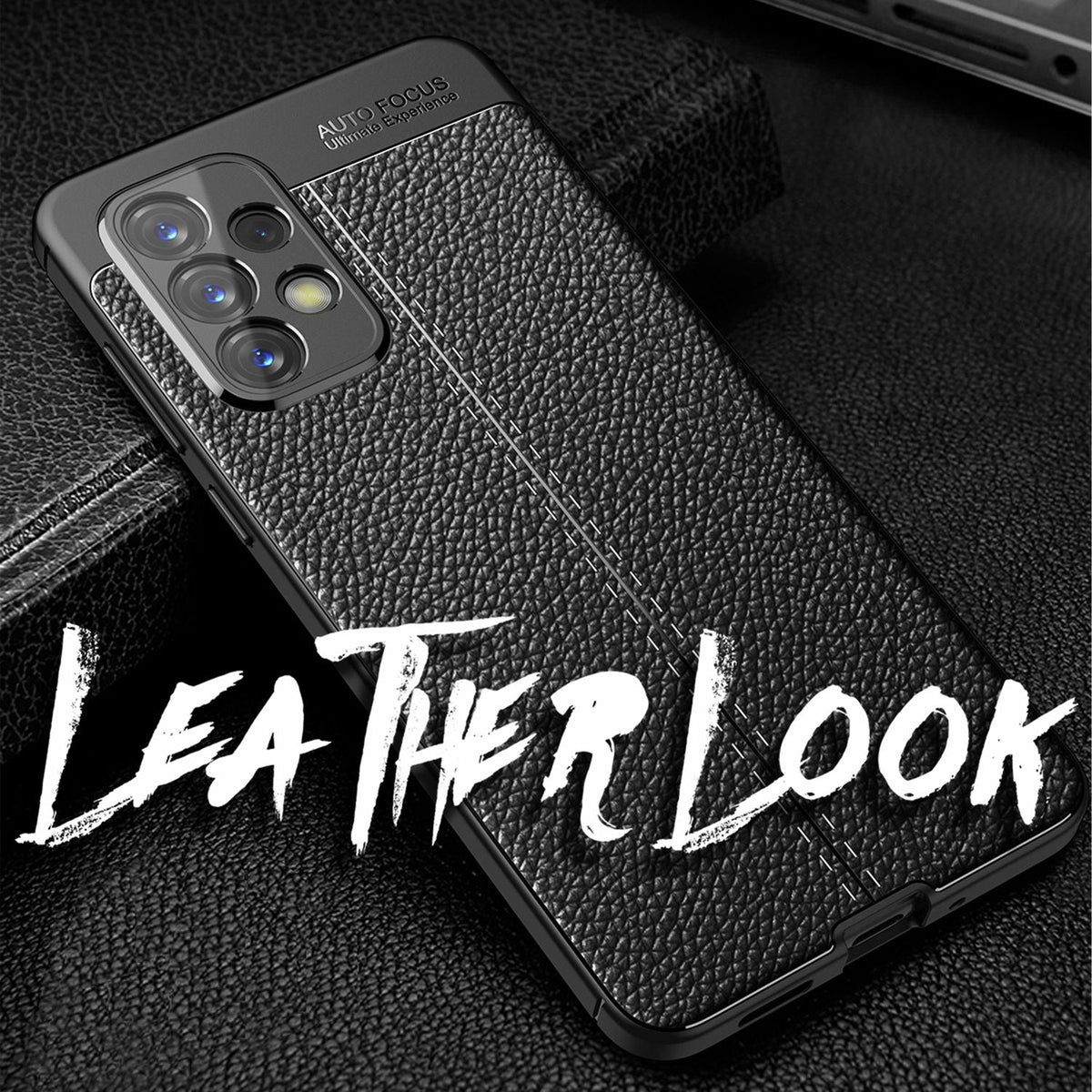 NALIA Leder Look Case kompatibel mit Samsung Galaxy A53 Hülle, Schwarze Silikonhülle Anti-Fingerabdruck Rutschfest Kratzfest Stoßfest