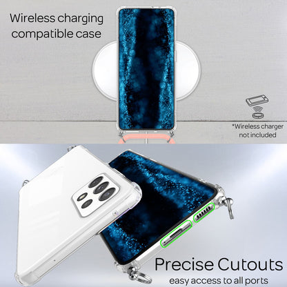 NALIA Handykette für Samsung Galaxy A53 – Transparentes Hybrid-Case & Band – HANGIT (Anti-Gelb Rückseite & Verstellbar) – Marke aus Berlin