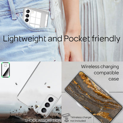 NALIA Spiegelhülle für Samsung Galaxy S22 Plus – Echtes Glas (9H Spiegel & Kratzfest) – RAYN (Premium Hardcase & Silikon Bumper) – Marke aus Berlin