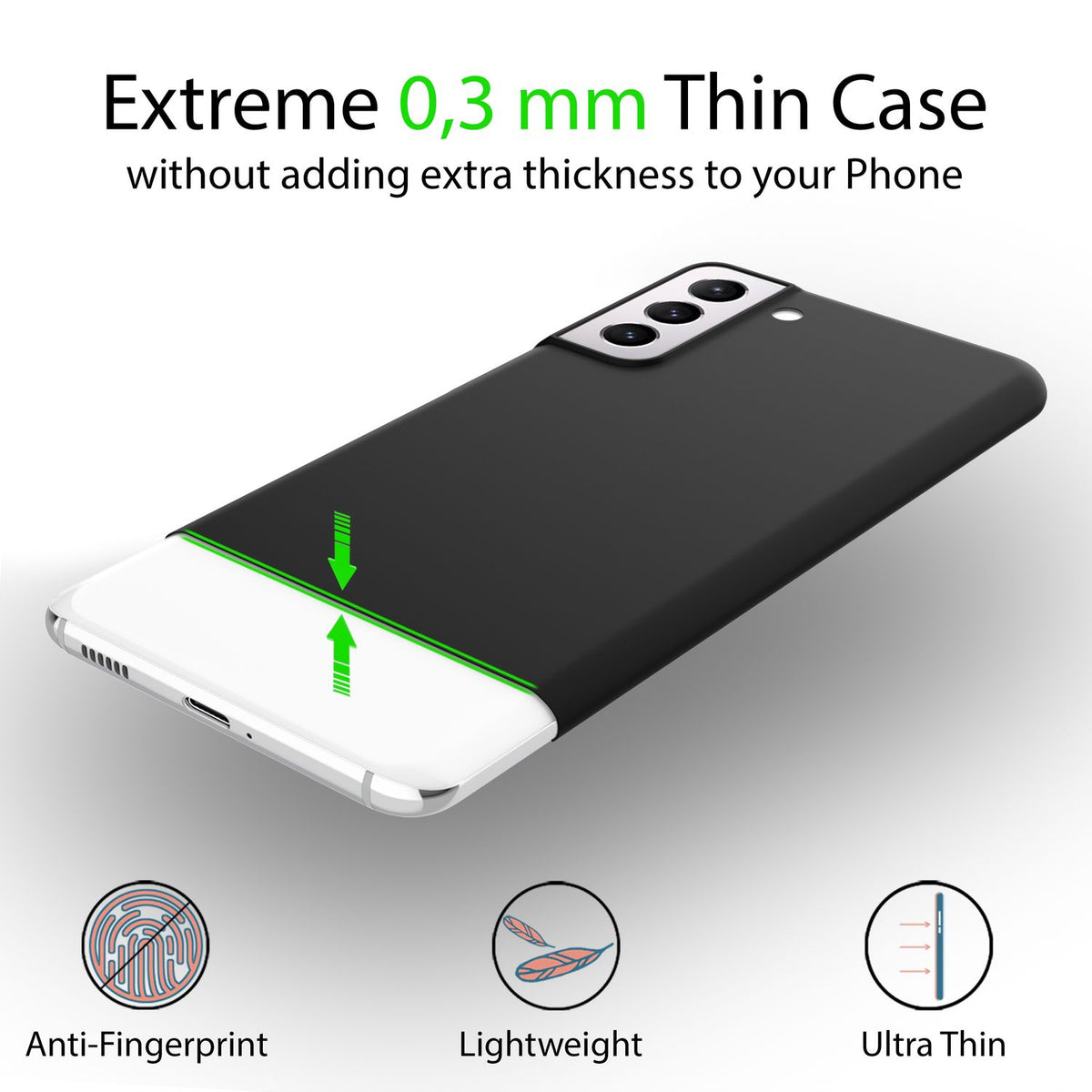 NALIA Ultra Slim Hardcase für Samsung Galaxy S22 – Matt & 0.3mm Dünn – PHANTOM (Dünnes Cover & Kamera-Vollschutz) – Marke aus Berlin