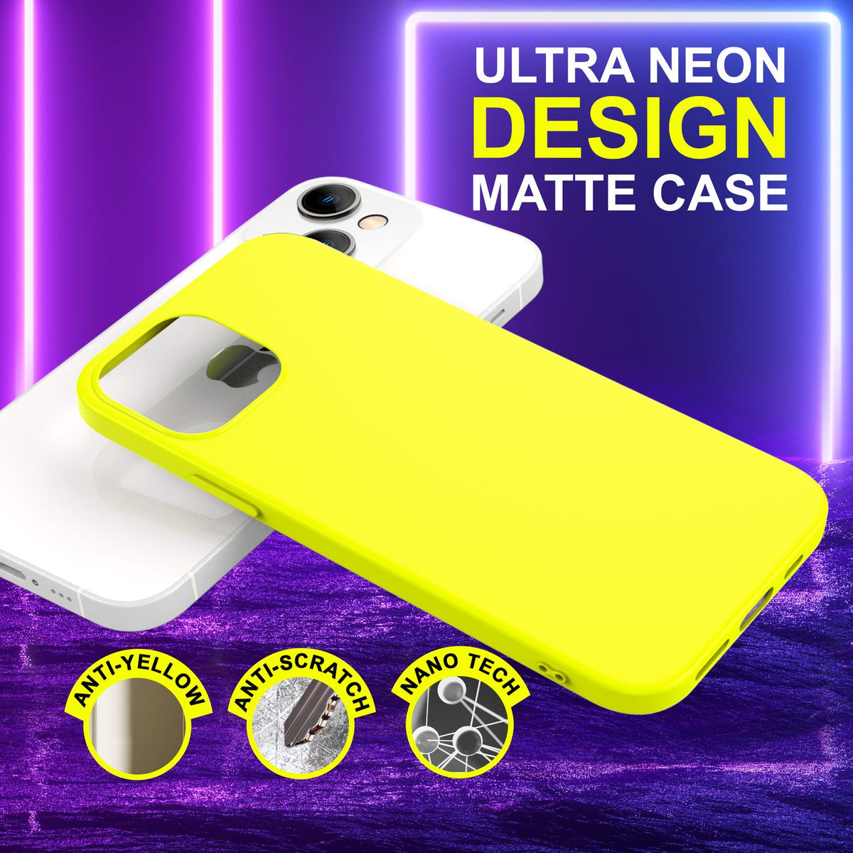 NALIA Neon Silikonhülle für iPhone 14 – Soft-Touch & Signal-Neon – NEONSHOCK (Matte Schutzhülle) – Marke aus Berlin