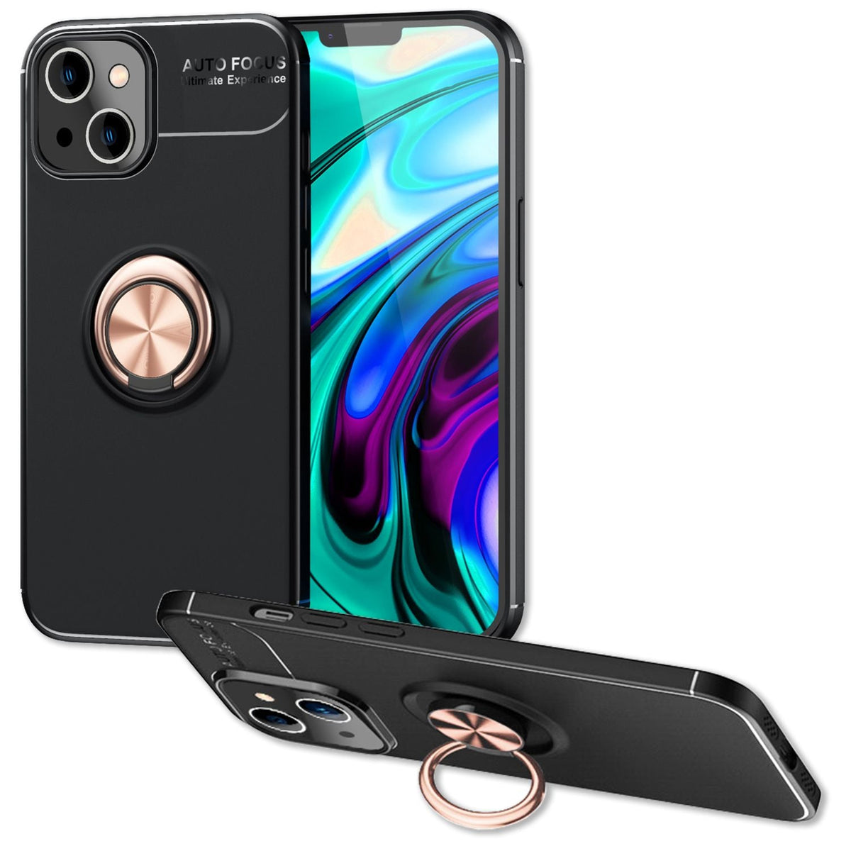 NALIA Ringhülle für iPhone 14 – Ring-Ständer 360° & für Magnet-Halter – GRIP360 (Mattiertes Silikon Case) – Marke aus Berlin