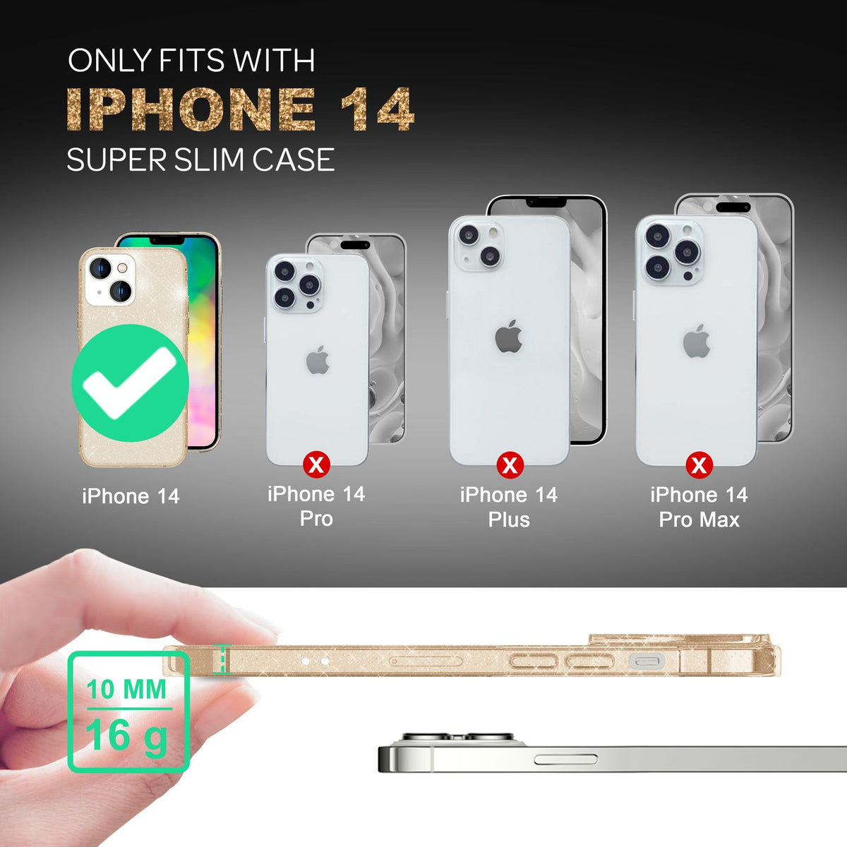 NALIA Glitzerhülle für iPhone 14 – Funkelndes Silikon Case – DAZZLIN (Transparent & Stoßfest) – Marke aus Berlin