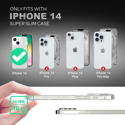 NALIA Glitzerhülle für iPhone 14 – Funkelndes Silikon Case – DAZZLIN (Transparent & Stoßfest) – Marke aus Berlin