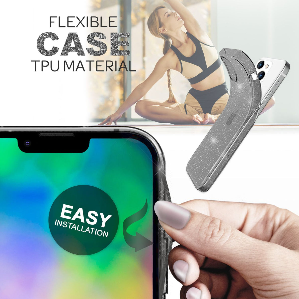 NALIA Glitzerhülle für iPhone 14 – Funkelndes Silikon Case – DAZZLIN (Transparent & Stoßfest) – Marke aus Berlin