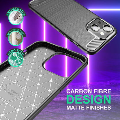 NALIA Silikonhülle für iPhone 14 – Rutschfest & Matt – VORTEX (Gebürstete Optik & Carbon Design) – Marke aus Berlin