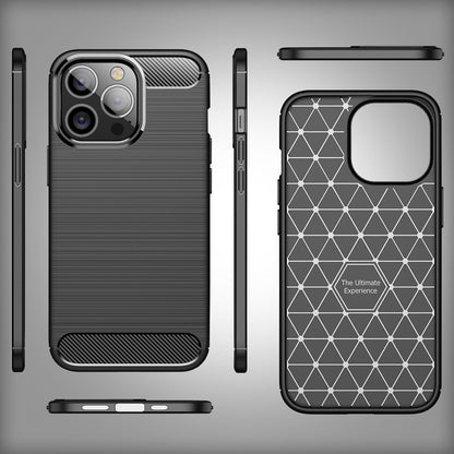 NALIA Silikonhülle für iPhone 14 Pro Max – Rutschfest & Matt – VORTEX (Gebürstete Optik & Carbon Design) – Marke aus Berlin