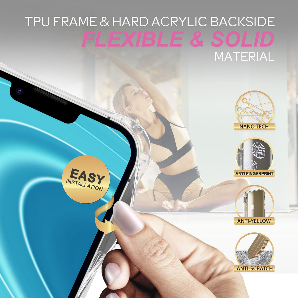 NALIA Handykette für iPhone 14 – Transparentes Hybrid-Case & Band – HANGIT PRO (Anti-Gelb Rückseite & Verstellbar) – Marke aus Berlin