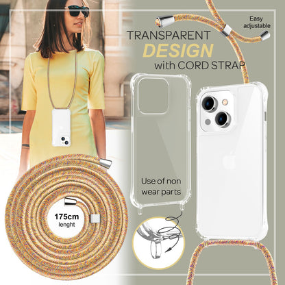 NALIA Handykette für iPhone 14 Plus – Transparentes Hybrid-Case & Band – HANGIT PRO (Anti-Gelb Rückseite & Verstellbar) – Marke aus Berlin