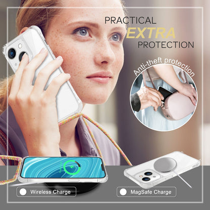 NALIA Handykette für iPhone 14 Plus – Transparentes Hybrid-Case & Band – HANGIT PRO (Anti-Gelb Rückseite & Verstellbar) – Marke aus Berlin