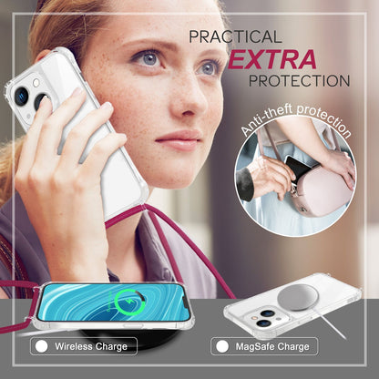 NALIA Handykette für iPhone 14 Plus – Transparentes Hybrid-Case & Band – HANGIT PRO (Anti-Gelb Rückseite & Verstellbar) – Marke aus Berlin