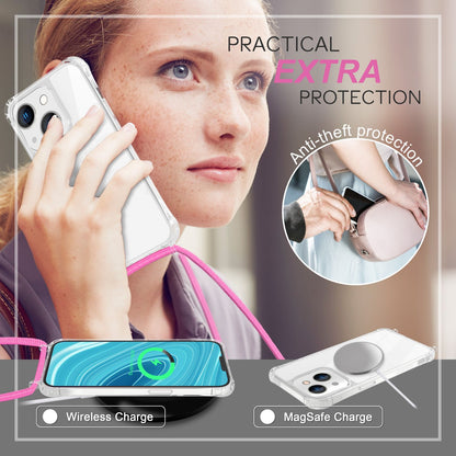 NALIA Handykette für iPhone 14 Plus – Transparentes Hybrid-Case & Band – HANGIT PRO (Anti-Gelb Rückseite & Verstellbar) – Marke aus Berlin