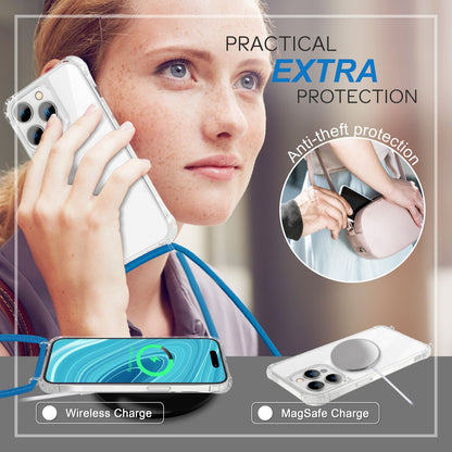 NALIA Handykette für iPhone 14 Pro – Transparentes Hybrid-Case & Band – HANGIT PRO (Anti-Gelb Rückseite & Verstellbar) – Marke aus Berlin