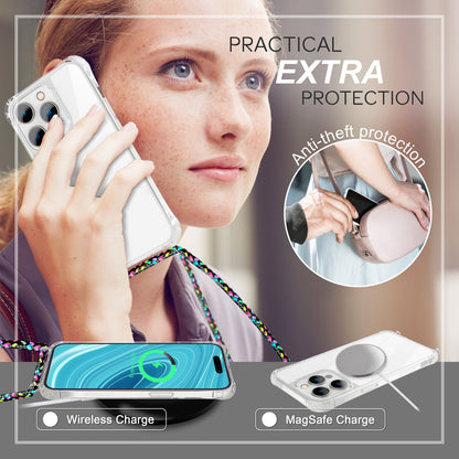 NALIA Handykette für iPhone 14 Pro Max – Transparentes Hybrid-Case & Band – HANGIT PRO (Anti-Gelb Rückseite & Verstellbar) – Marke aus Berlin