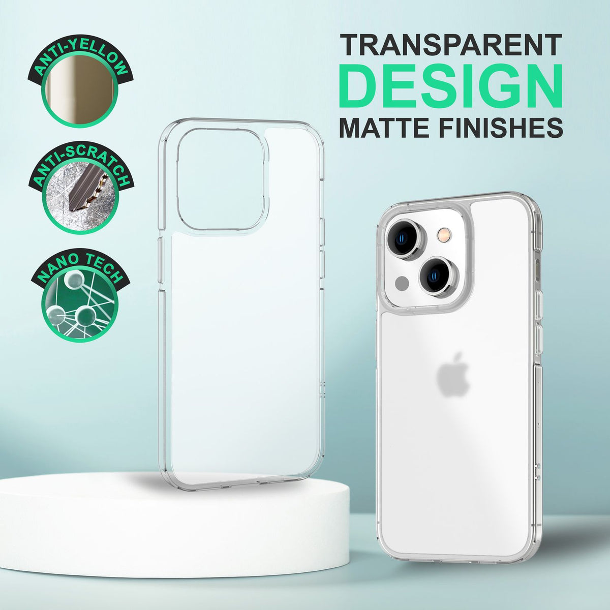 NALIA Matt-Transparentes Case für iPhone 14 – Milchglas-Optik & Anti-Fingerprint – NYTE (Stoßfest, Harte Rückseite & Silikon Bumper) – Marke aus Berlin