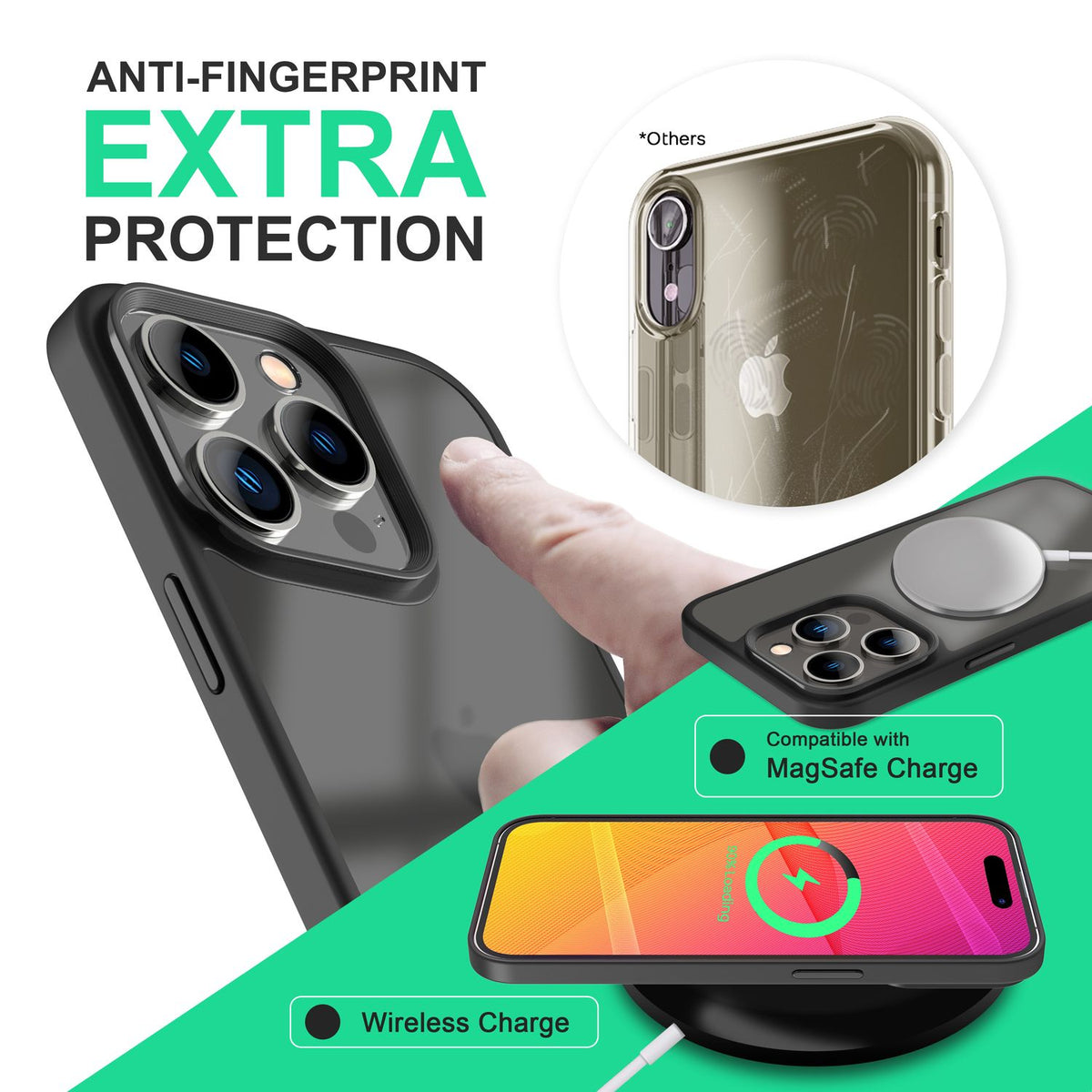 NALIA Matte Hülle für iPhone 14 Pro – Kein Vergilben & Anti-Fingerabdruck – SUMMIT (Semi-Transparent & Schwarzer Rahmen) – Marke aus Berlin