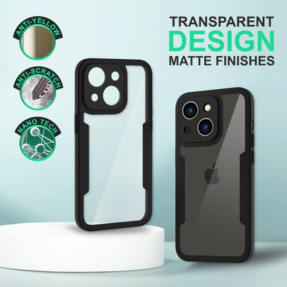 NALIA 360° Hülle für iPhone 14 Plus – Vergilbungsfrei & Rutschfester Matt-Rahmen – SURROUND (Full-Body Case mit Kameraschutz) – Marke aus Berlin