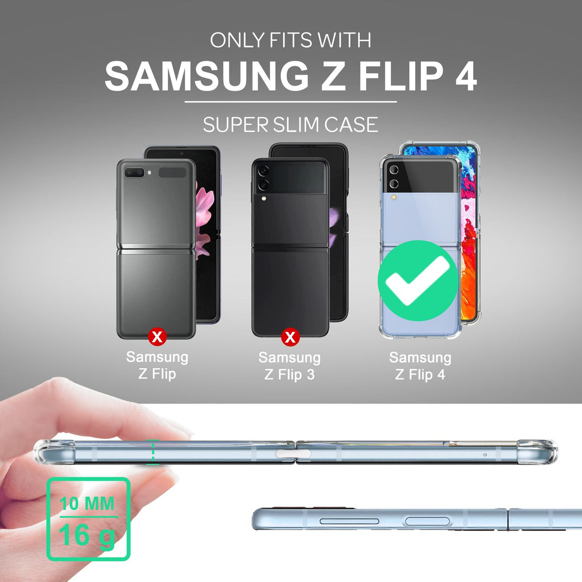 NALIA Klare Einteilige Schutzhülle kompatibel mit Samsung Galaxy Z Flip4 Hülle, Transparent Anti-Gelb Robust Aufprall-Schutz, Harte Rückseite & Verstärkter Silikon-Rahmen, Durchsichtige Handyhülle