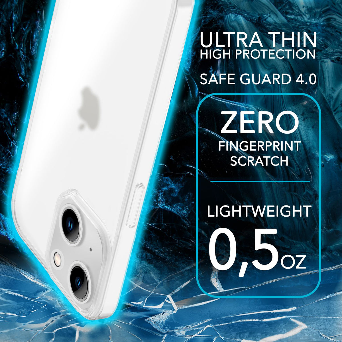 NALIA Ultra Slim Hardcase für iPhone 14 – Matt-Transparent & 0.3mm Dünn – PHANTOM (Dünnes Cover & Kamera-Vollschutz) – Marke aus Berlin