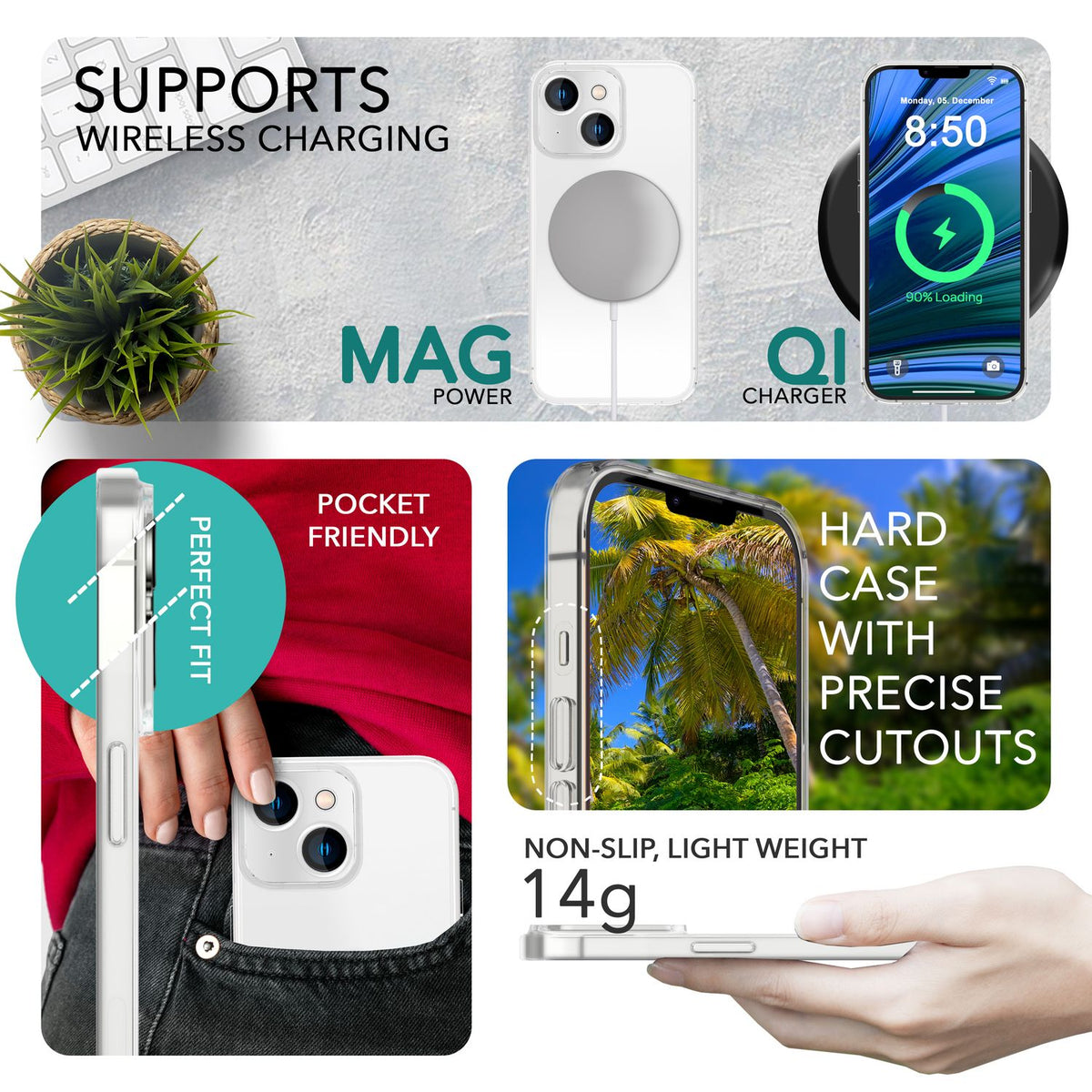 NALIA Ultra Slim Hardcase für iPhone 14 – Matt-Transparent & 0.3mm Dünn – PHANTOM (Dünnes Cover & Kamera-Vollschutz) – Marke aus Berlin
