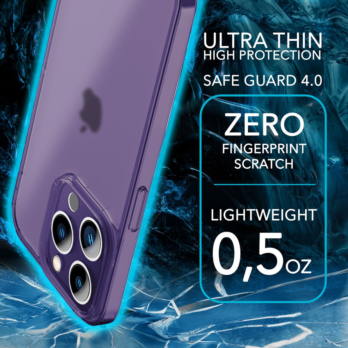 NALIA Ultra Slim Hardcase für iPhone 14 Pro Max – Matt-Transparent & 0.3mm Dünn – PHANTOM (Dünnes Cover & Kamera-Vollschutz) – Marke aus Berlin