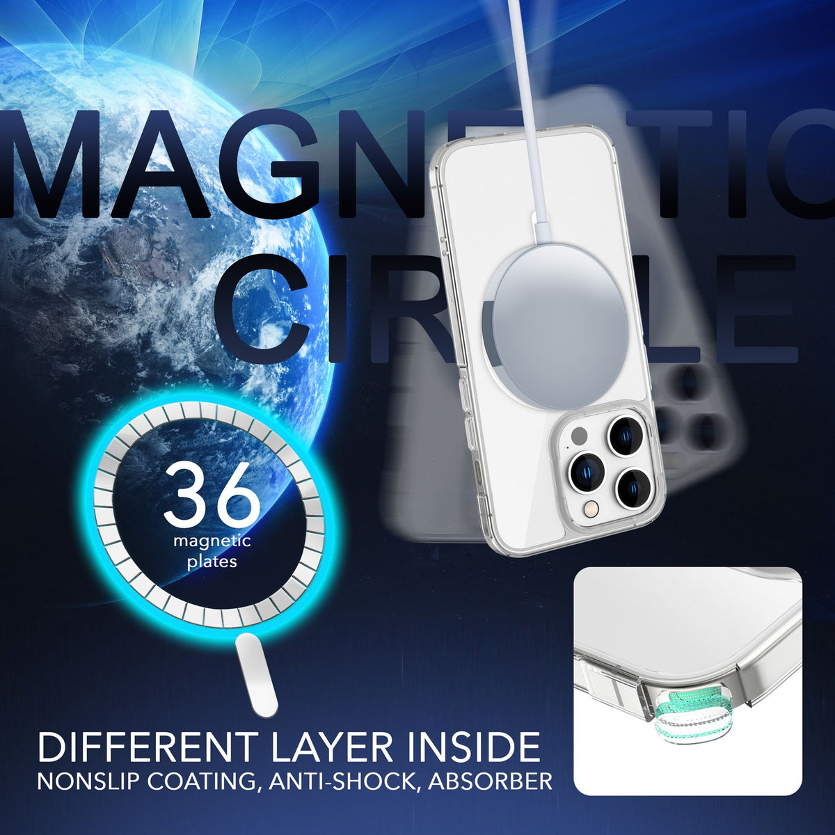 NALIA Transparentes Magnet Case für iPhone 14 Pro – MagPower System (MagSafe kompatibel) – LUMEX (Edle Glas-Optik, aber unzerbrechlich) – Marke aus Berlin