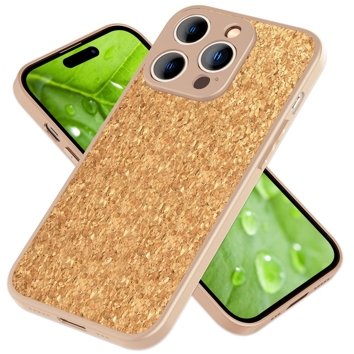 NALIA Schutzhülle mit Echt-Kork kompatibel mit iPhone 14 Pro Max Hülle, Natur-Kork Hellbraun Anti-Gelb Rutschfest Anti-Fingerabdruck, Harte Rückseite & Mattierter Silikon-Rand, Stoßfeste Handyhülle
