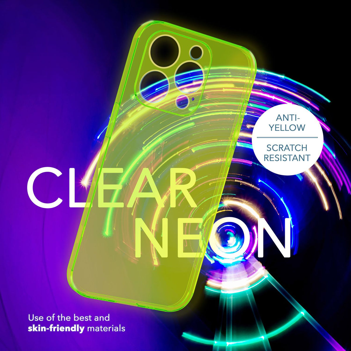 NALIA Neon Silikonhülle für iPhone 14 Pro – Knallige Signal-Farbe & Linsenschutz – VIBE (Transparentes Case) – Marke aus Berlin