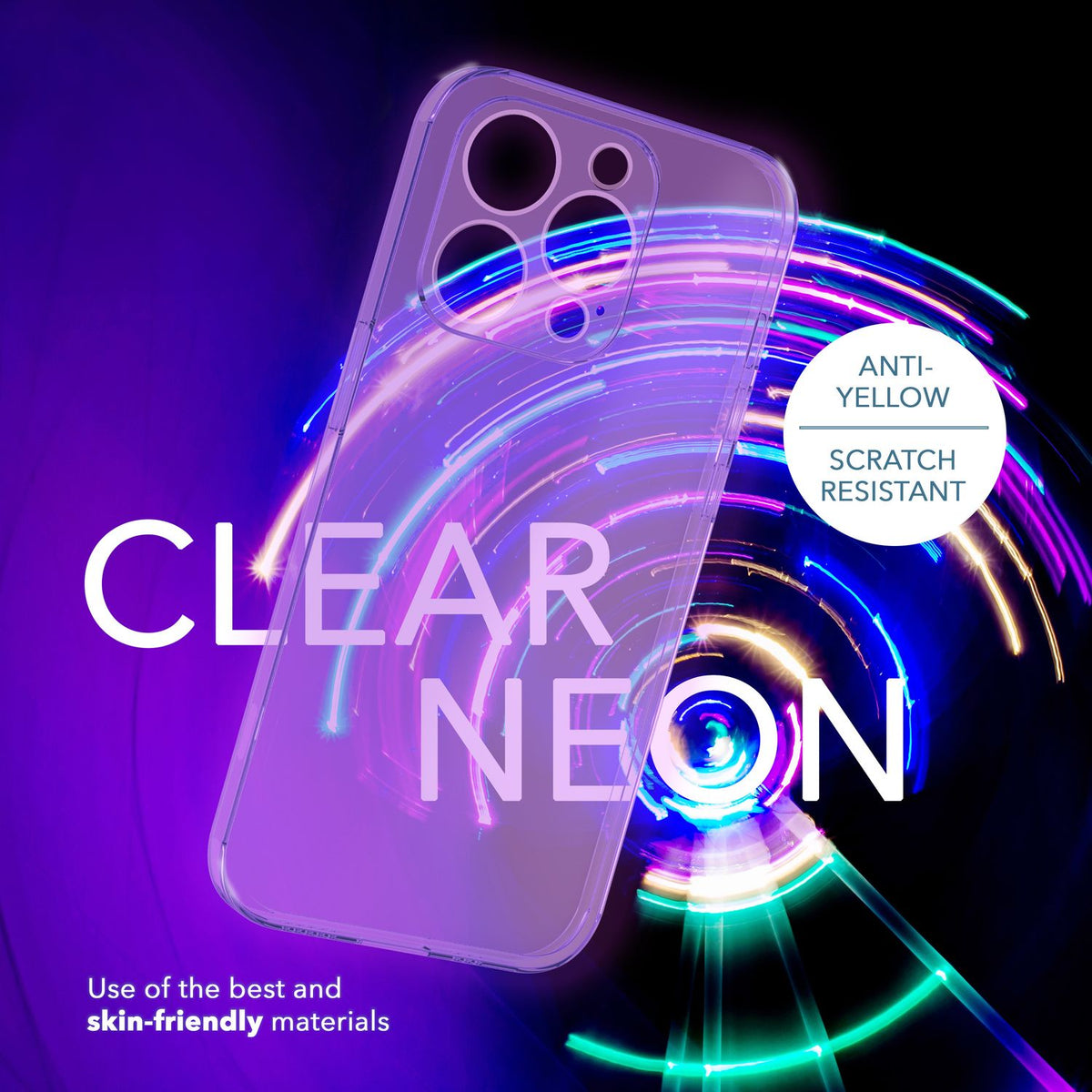 NALIA Neon Silikonhülle für iPhone 14 Pro – Knallige Signal-Farbe & Linsenschutz – VIBE (Transparentes Case) – Marke aus Berlin