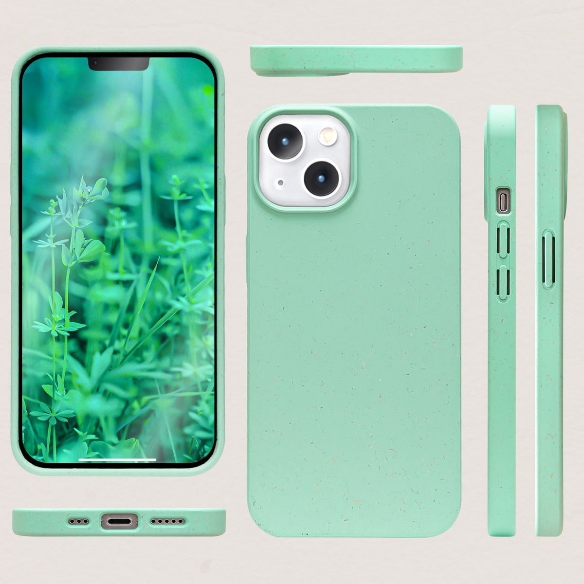 NALIA Handyhülle für iPhone 14 – MagSafe kompatibel & Weizenstroh-Mix – ECOFIT (Pflanzenbasiert, Rutschfest & Matt) – Marke aus Berlin