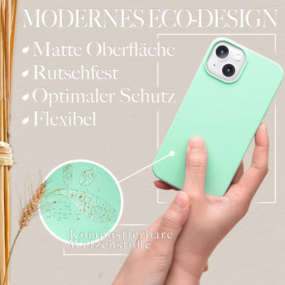 NALIA Handyhülle für iPhone 14 Plus – Weizenstroh Case (Pflanzenbasiert) – BIOVERA – Matt & Stoßfest (Vegan) – Marke aus Berlin