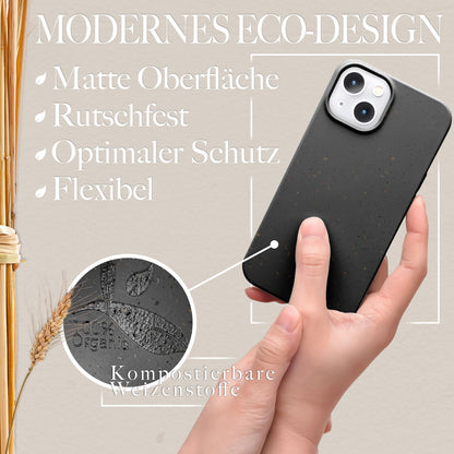 NALIA Handyhülle für iPhone 14 Plus – Weizenstroh Case (Pflanzenbasiert) – BIOVERA – Matt & Stoßfest (Vegan) – Marke aus Berlin