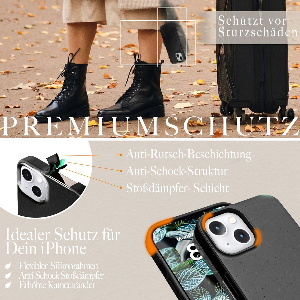 NALIA Handyhülle für iPhone 14 Plus – Weizenstroh Case (Pflanzenbasiert) – BIOVERA – Matt & Stoßfest (Vegan) – Marke aus Berlin