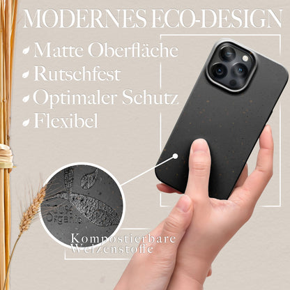 NALIA Handyhülle für iPhone 14 Pro Max – Weizenstroh Case (Pflanzenbasiert) – BIOVERA – Matt & Stoßfest (Vegan) – Marke aus Berlin