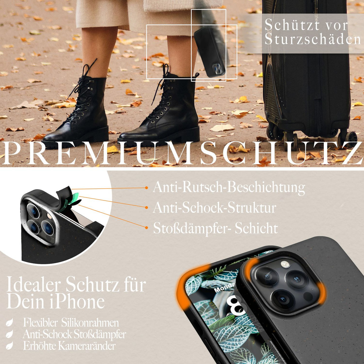 NALIA Handyhülle für iPhone 14 Pro Max – Weizenstroh Case (Pflanzenbasiert) – BIOVERA – Matt & Stoßfest (Vegan) – Marke aus Berlin