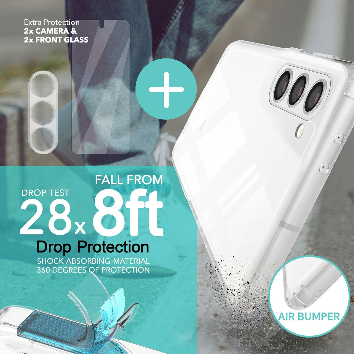 NALIA Transparente Hülle für Samsung Galaxy S23 – Anti-Gelb & Stoßfest – BLYSS (Rückseite in Glas-Optik) – Marke aus Berlin