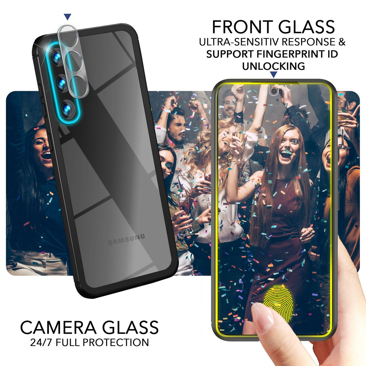NALIA Handyhülle für Samsung Galaxy S23 – Transparentes Hardcase & Schwarzer Bumper – PROVA (Vergilbungsfrei & Stoßfest) – Marke aus Berlin