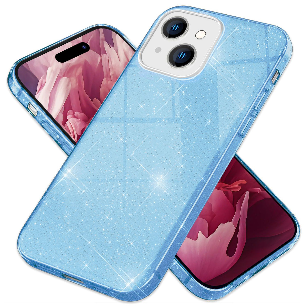 NALIA Glitzerhülle für iPhone 15 – Funkelnder Glitzer-Look & Grip – SHINEPOP (Silikon Case) – Marke aus Berlin